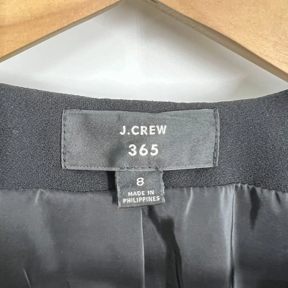 J. Crew‎ 365 Collarless Fitted Blazer Jacket Womens Size 8 Black L0192 Career